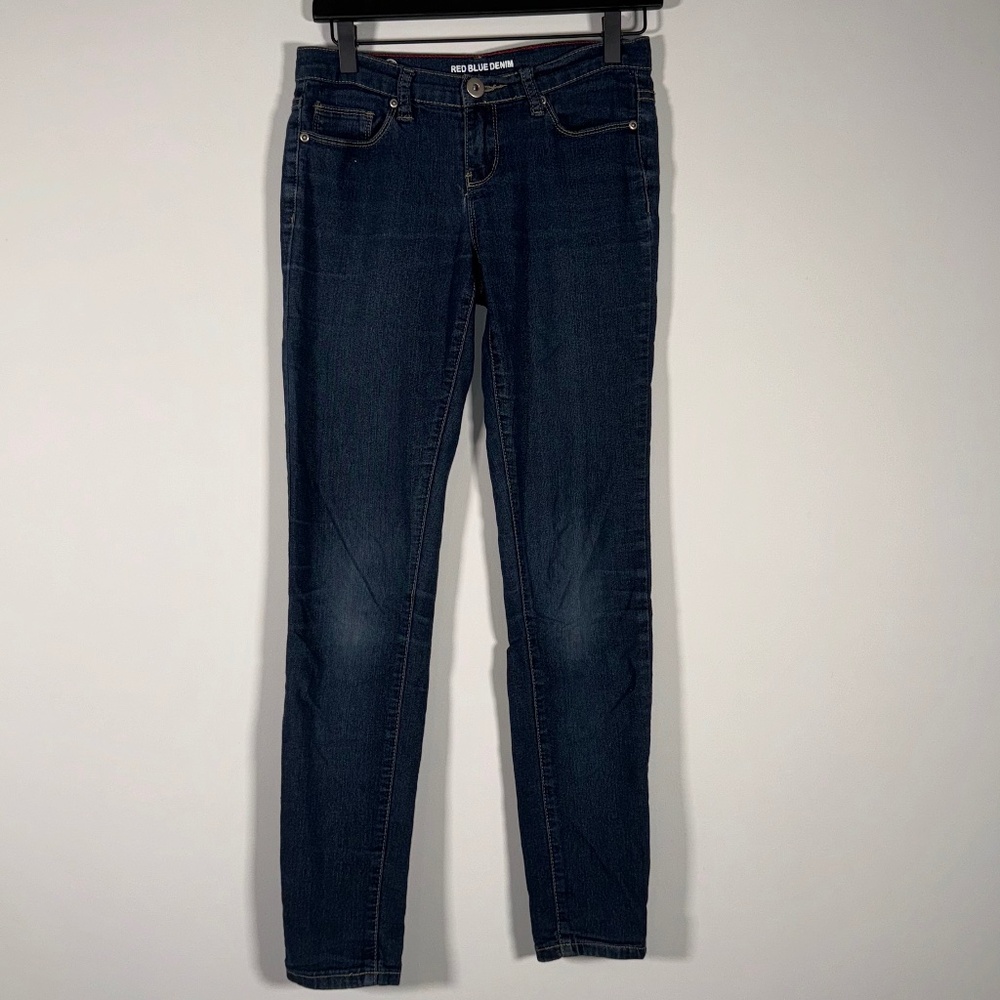 Red Blue Denim Skinny Stretch Jeans